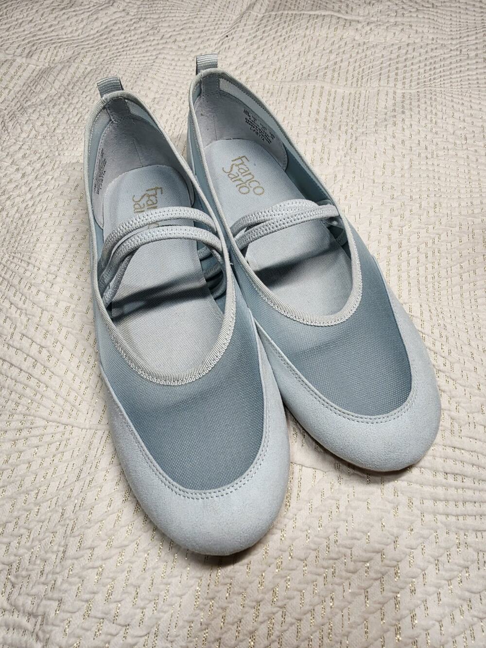 Franco Sarto Women's Blue Mesh Mary Jane Flats Slip-On Elastic Strap 10M Confort
